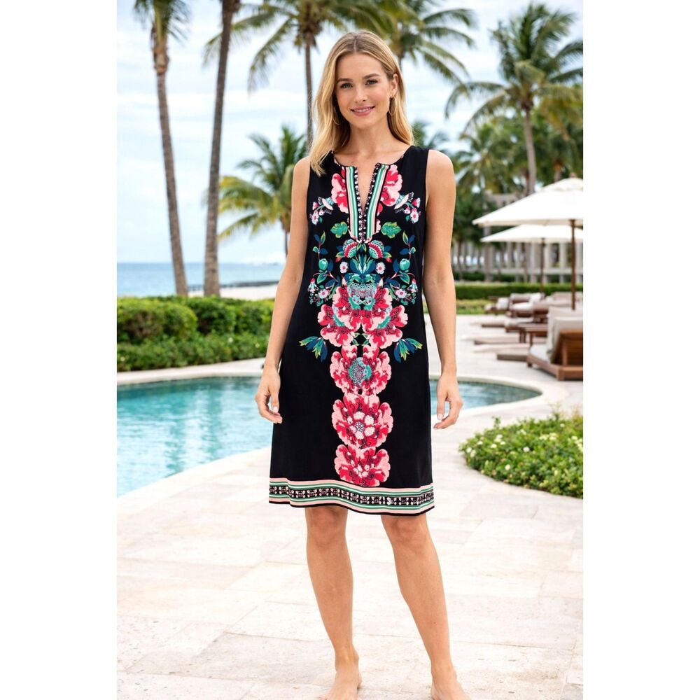 New York & Co 100% Cotton Floral Tank Dress